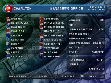 Player Manager Ninety Nine (EU) screen shot game playing